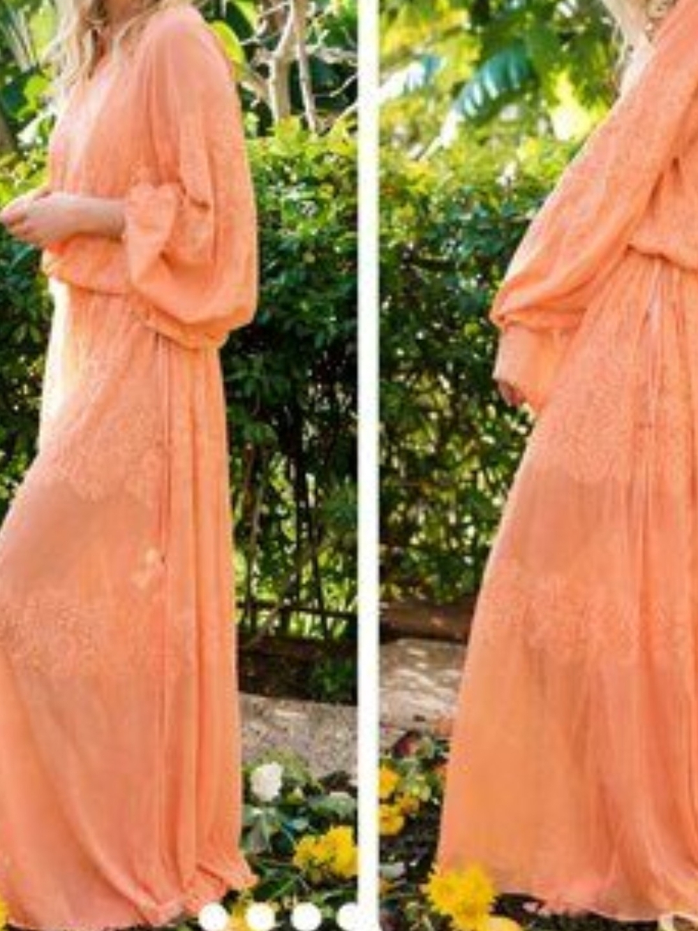 We Are HAH Royal Haghness Lace Maxi Dress Lightweight Boho Style Peach